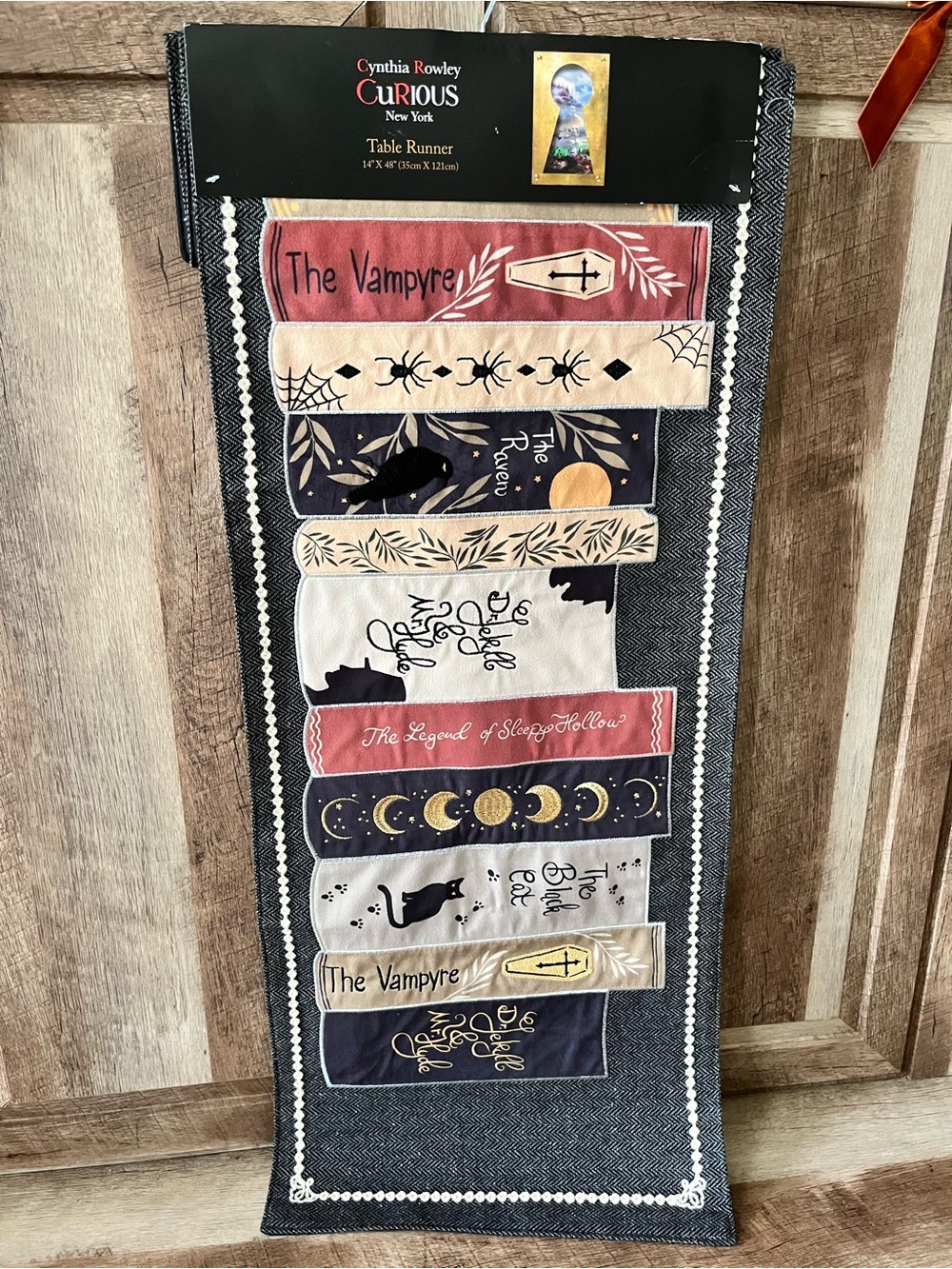 Cynthia Rowley Curious Halloween Table Runner - Black, Cream, Maroon